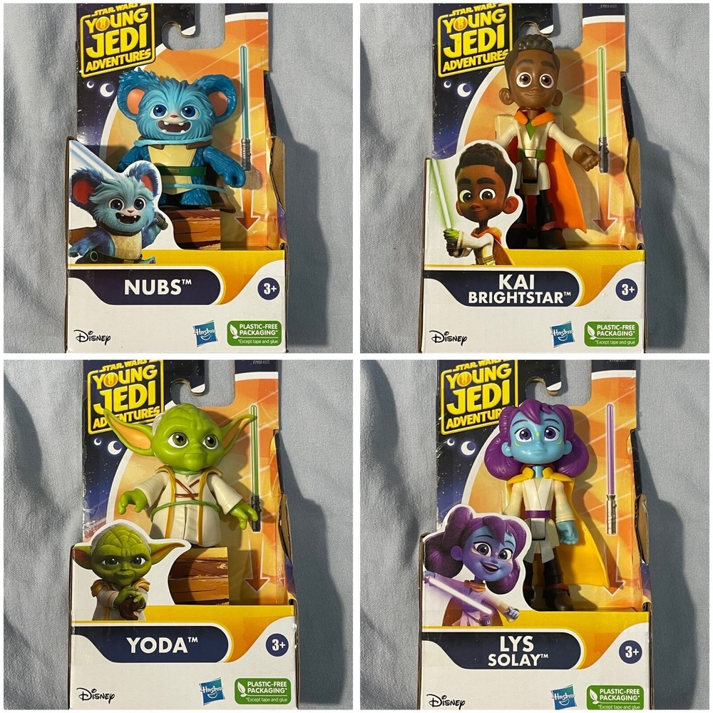 NEW Set 4 Disney Hasbro Star Wars Young Jedi Adventures Plastic Action Figures